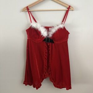 Native Intimates Velvet Mrs Clause Christmas Babydoll Nightie 36B/Medium